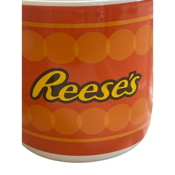 Reeses Licensed Orange Coffee Mug Galerie Hershey Product Polka Dots NWOT - Picture 2 of 4